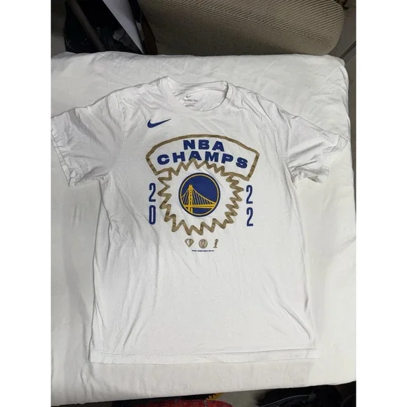 Nike Golden State Warriors 2022 NBA Champs White T Shirt Roster Mens Size L - Picture 2 of 7